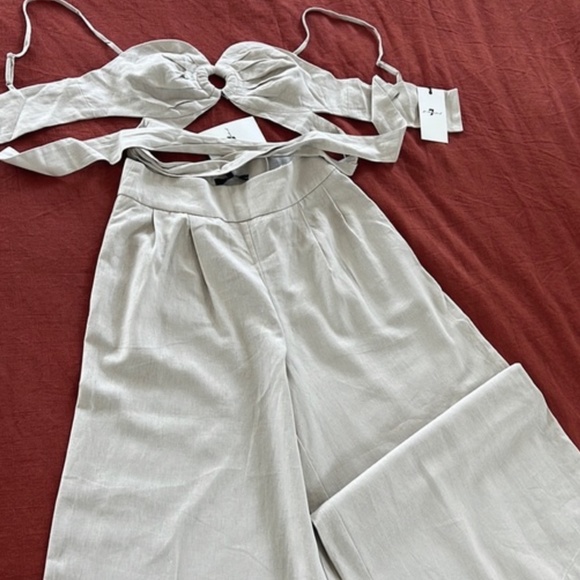7 For All Mankind Linen crop top and pant set